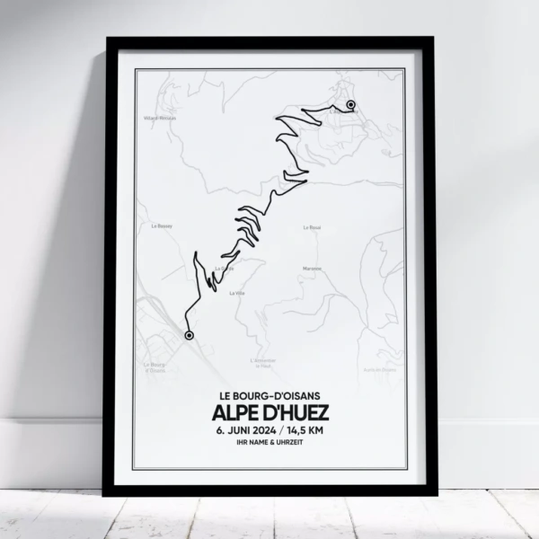 Alpe D'Huez Poster im Schwarzes Rahmen
