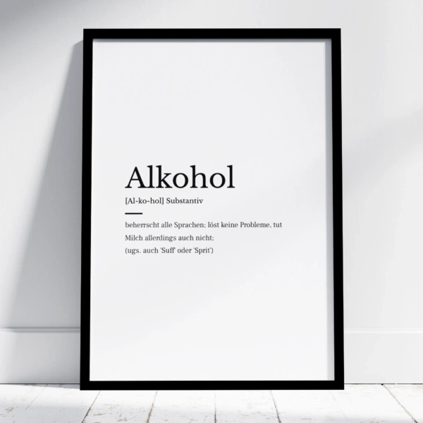Alkohol Wörterbuch-Poster