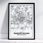 Frankfurt Stadtplan Poster mit Rahmen