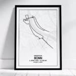 Bonn Marathon Strecke poster mit schwarzes rahmen