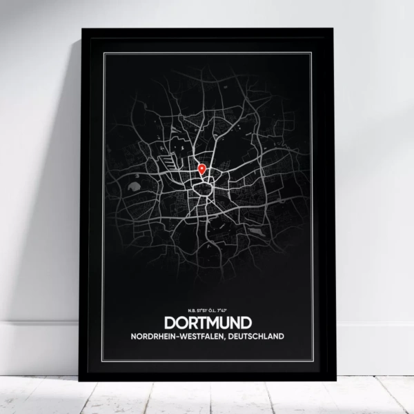 schwarzer Dortmund Stadtplan Poster