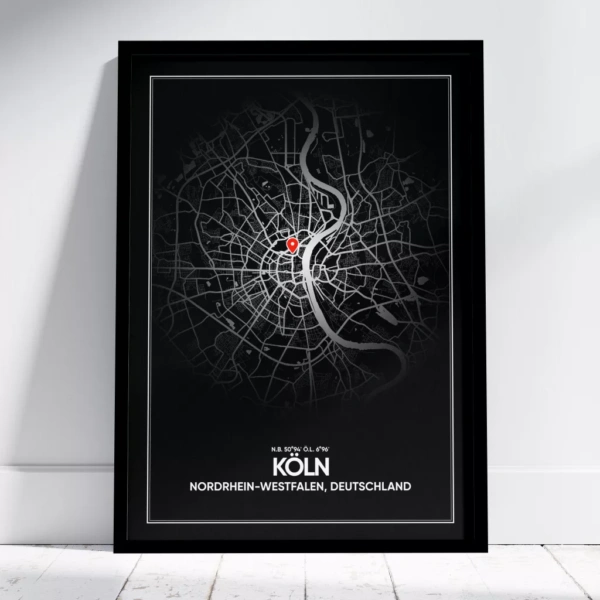schwarzer Köln Stadtplan Poster