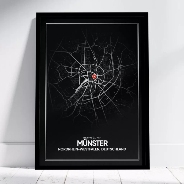schwarzer Münster Stadtplan Poster