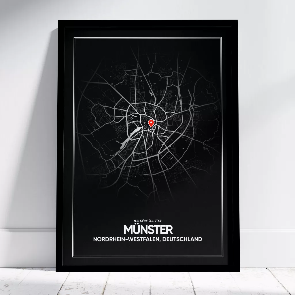 schwarzer Münster Stadtplan Poster